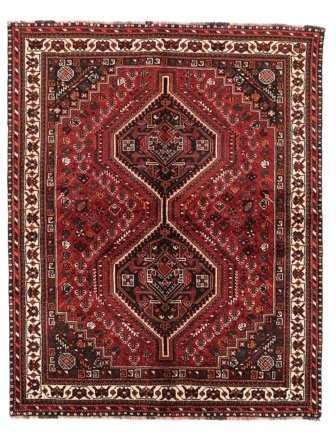 163X205 Tapis D'orient Shiraz Noir/Rouge Foncé (Laine, Perse)