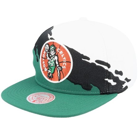 Mitchell & Ness - Verde snapback Gorra - Boston Celtics Paintbrush White/Green Snapback @ Hatstore