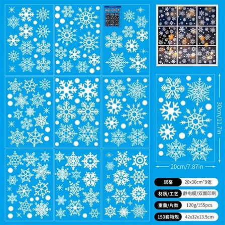 Vinter Snøfnugg Vindusdekorasjoner Julegave 8 Ark