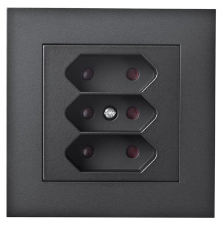 Elko Plus 3-V Inf Euro Skruv Stikkontakt 3-veis, skruetilkobling svart, Strømbrytere & vegguttak