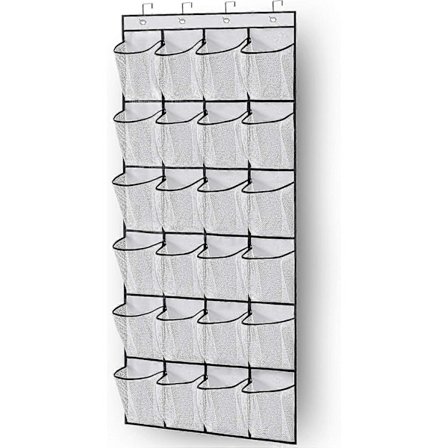 1 KPL Oven taakse asennettava kenkien säilytysteline roikkuva kenkäteline 24 suurta verkkotaskua vaatekaapin oven siistimiseen ripustimella