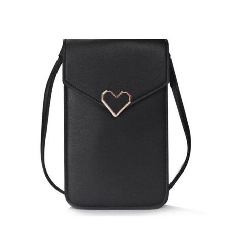 Mobilväska Crossbody Universal Svart Med Axelrem/halsrem Svart 12x18,5x0,5cm