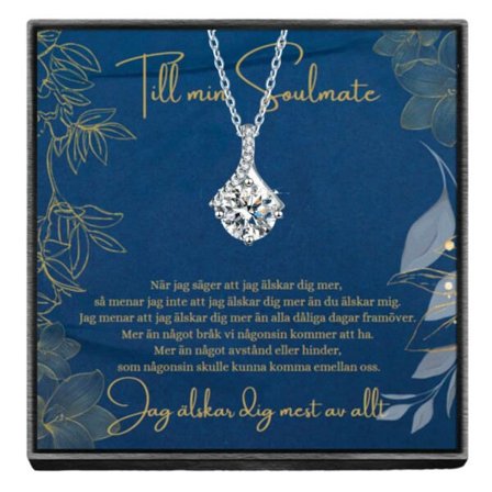 Til min soulmate -gave halskæde med kort og kasse zirconia