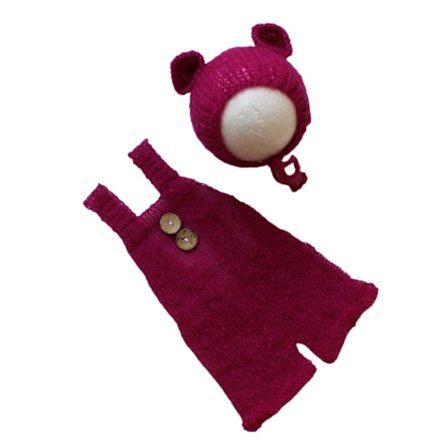 Baby Björnhatt Kostym Nyfödda Fotorekvisita Baby Mössa Spädbarnsfotodräkt Virkad Jumpsuit