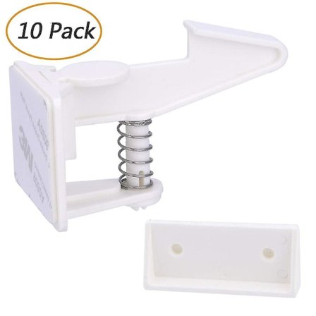 Skåpslås Barnsäkerhetsspärrar - 10-pack Barnsäkring Skåp Låda Lås Med Lim Enkelt Montering (vit)