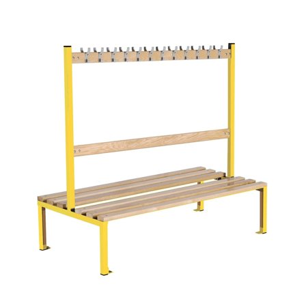 Double school bench ELITE, 24 hooks, 1500x760x1370 mm, yellow