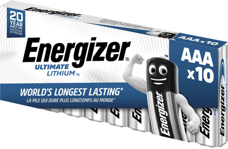 Energizer Ultimate Lithium Litiumbatteri AAA, 1,5 V, 10-pack AAA, Batterier