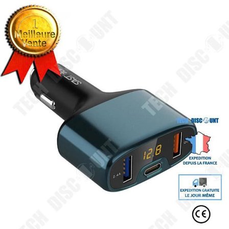 TD Bil FM-sändare - Trådlös cigarettändare Bluetooth MP3 Radio Adapter USB Snabbladdare