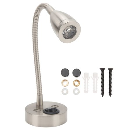 RV LED Sengelampe 360 Graders Drejelig Fleksibel Svanehalslampe DC 12V til 24V Båd Autocamper Lastbil Biler Nikkelbelagt