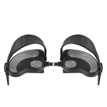 Motionscykelpedaler med stropper - 1 par træningscykelpedaler reservedele 1/2