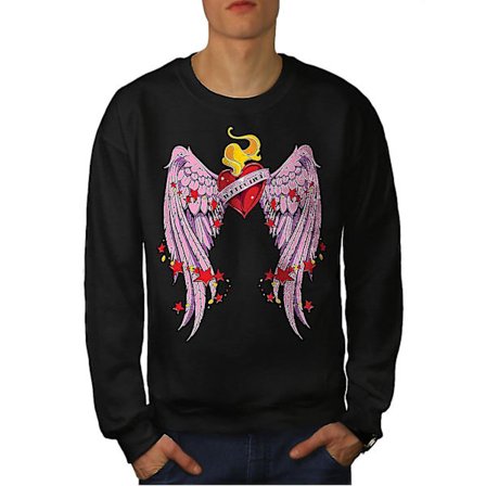 Heart Wing Love Valentine Men Blacksweatshirt