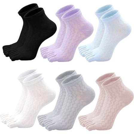 Tåstrømper - Dame - Tåstrømper - 6 Par - Bomuld - Yoga Strømper - Glat Tåsøm - Ingen Irriterende Sømme - Tåstrømper - Toesocks - Kvinder