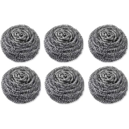 Rustfrit stål skuresvampe, skuresvampe - Pakke med 6, W