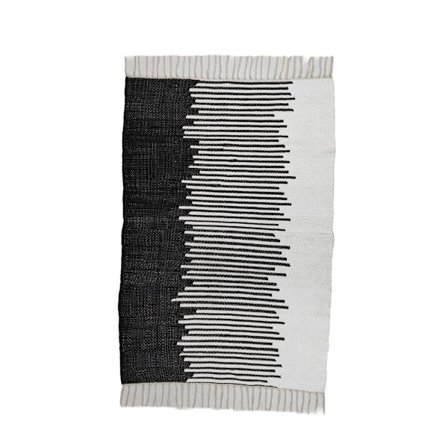 Jute bomuldstæppe til hallen 150x80cm – hvid sort