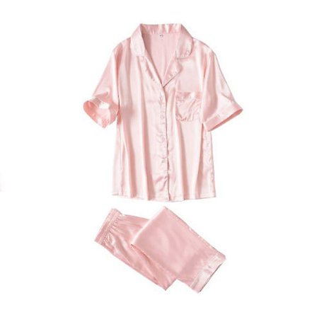 Mimigo Kvinder Pyjamas Kvinders Hakkekrave Korte Ærmer Natskjorte Todelt Pyjamas Sæt