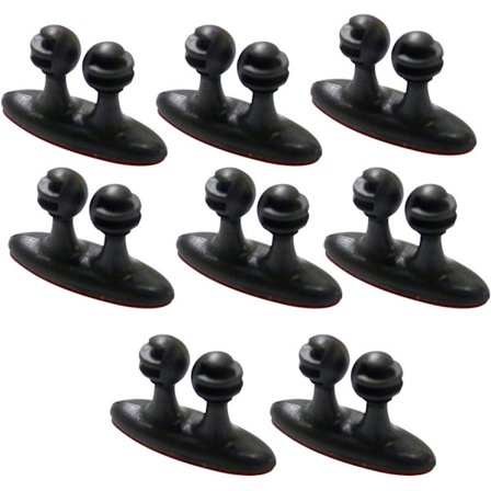 8-pakning med kabelklips - Svart - Sterk lim - for skrivebord, bil,