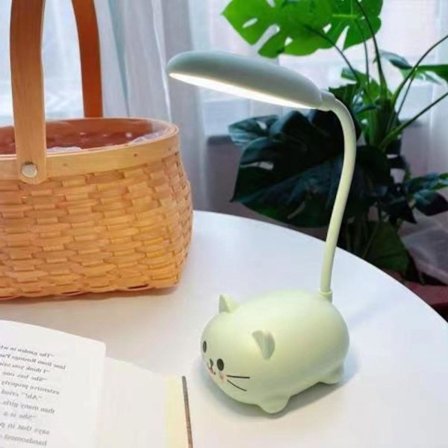Søt Grønn Mini Katt Nattlampe, USB Oppladbar, Sammenleggbar for Barnerom GRØNN