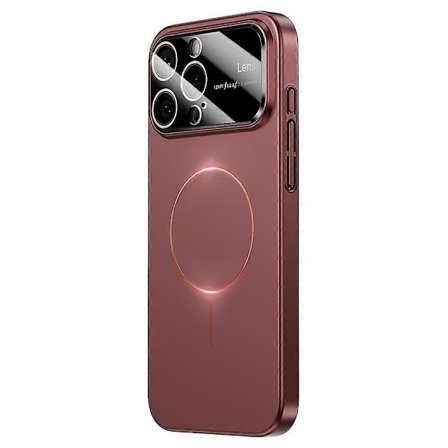 Magnetiskt skal för iPhone 16 Pro, stor visningsruta, matt PC-baksida med linsskydd, vinröd