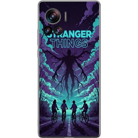 Kompatibel Mobilcover til Motorola Motorola Edge 30 Ultra Stranger Things-inspireret fantasyillustration med mørkt monster, cyklende børn og dramati
