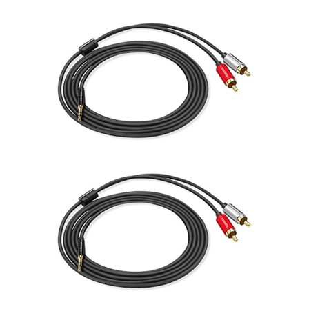 2x RCA-kabel 2RCA till 3,5 ljudkabel 3,5 mm jack RCA AUX-kabel (2m)