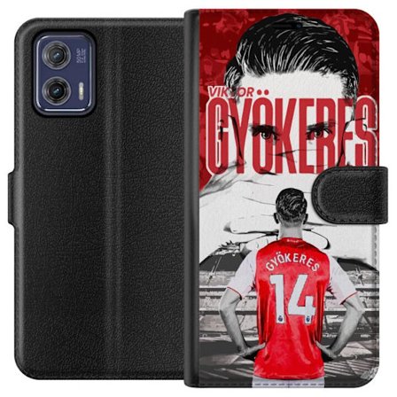 Motorola Moto G73 Lommeboketui Viktor Gyökeres rød design med portrett og tydelige kampdetaljer i sterke farger som hyller en av Sveriges mest popul