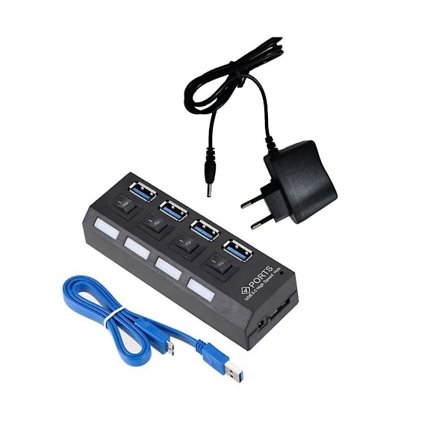 USB 3.0-strömadapter 4 portar Multi USB Splitter Hub 3.0USB Hub 50CM Kabel Hub Dockningsstation EU p