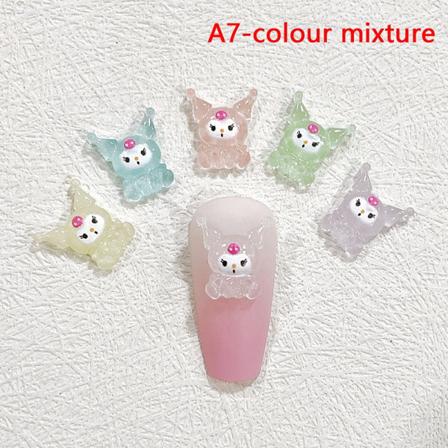 10 stk 3D lysende tegneseriedyr Nail Art Charms Kawaii Access - Perfet A7