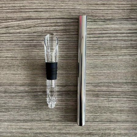 vinkøler i rustfrit stål - mousserende køler med sort håndtag