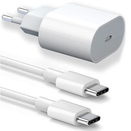 kompatibel 20W USB-C Hurtigoplader + 20W 1M USB-C til USB-C Kabel til iPhone 15 Pro Max - iPhone 15 Plus - iPhone 15 Pro - iPhone 15-WELLNGS