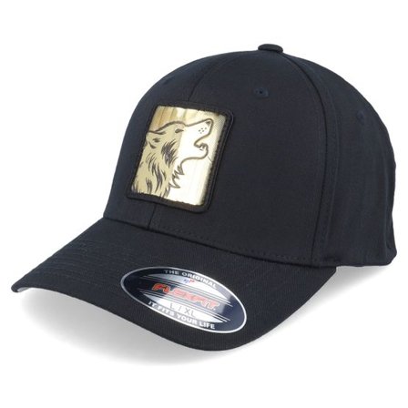 Iconic - Svart flexfit Keps - Wolf Gold Patch Black Flexfit @ Hatstore