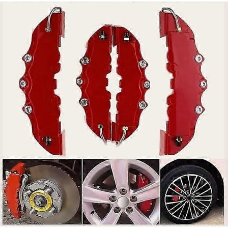 4 stk. Røde 3D-stil Bremsekaliperdeksler Universal Bilskive Foran & Bak Sett