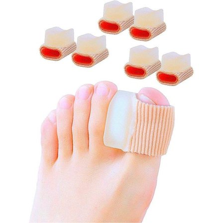 6 Pakning Gel Tåseparatorer (1,5 cm Tykk), Hallux Valgus Korreksjon for Overlappende Tær (1./2. Tå), Silikon Tåseparatorer med Mykt Gel Fôr for Hallu