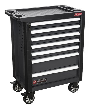 PELA 513880 Verktygsvagn utan verktygssats, 7 lådor, svart, Förvaring