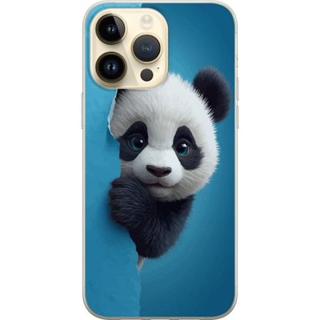 Kompatibelt Mobilskal till Apple Apple iPhone 15 Pro Max Söt panda som tittar fram genom papper i mjuk 3D-illustration