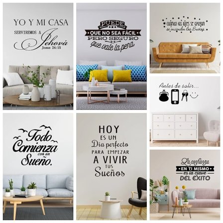 1pc Modern Motivational Spanish Phrases Waterproof Wallpaper Wall Art Stickers Material for Living Room Bedroom Wall Stickers