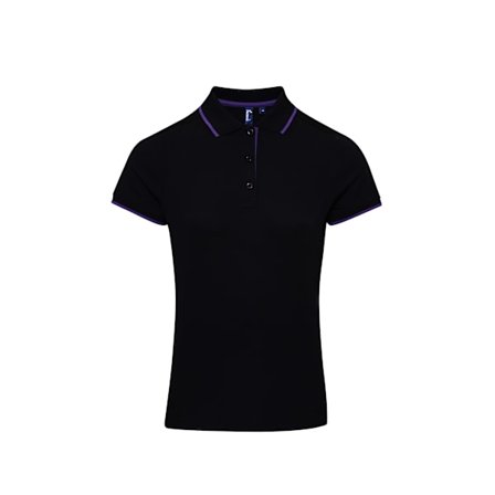 Premier Dam/Dam Contrast Coolchecker Poloshirt XL Svart/