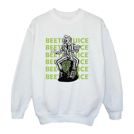 Beetlejuice Flicktröja med Upprepade Poser 12-13 År Vit