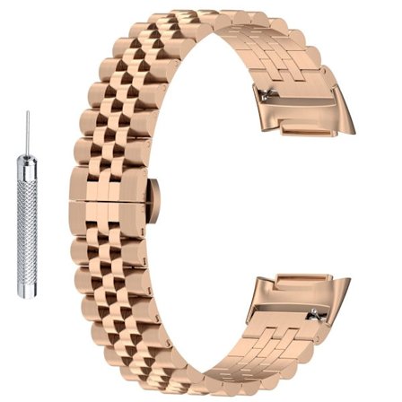 Fitbit Charge 5 rustfritt stålrem med verktøy - Rose Gull