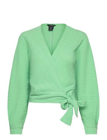 Blouse Pamela Wrap Bluse Langermet Grønn Lindex*Betinget Tilbud