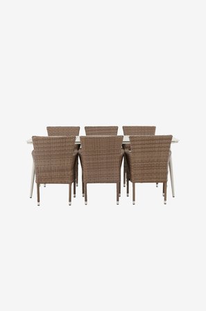 Venture Home - Spisegruppe Lina med 6 stole Malina - Beige - Spisegrupper - Fra Homeroom