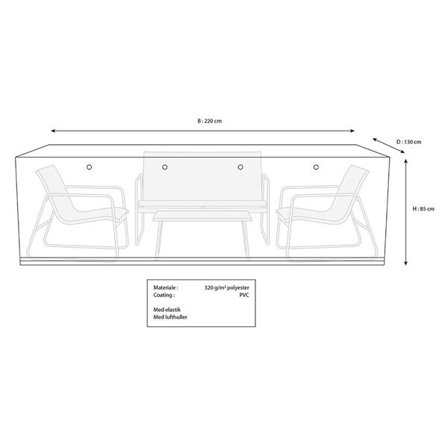Outfit puutarhakalusteiden suojapeite – Kestävä sääsuoja (220x130x85 cm)