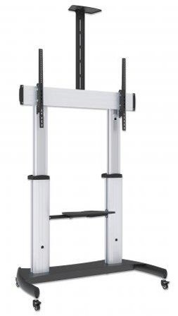 Manhattan MH TV Display Cart, Height-Adjustable for 60"-100", Silver,