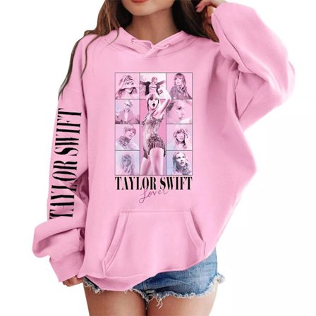 Barn Flickor Taylor Swift Hoodie Tröja Casual Långärmad Söt Tröja Toppar Med Ficka Barn Vinterkläder Rosa Rosa
