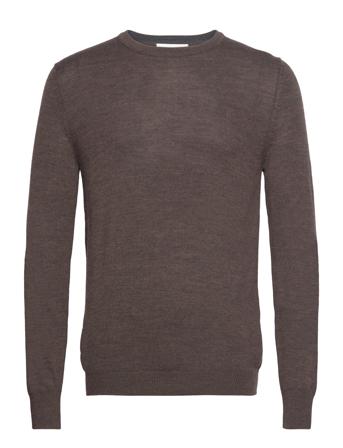 Bs Jupiter Regular Fit Knitwear Strikkegenser M. Rund Krage Brun Bruun & Stengade*Betinget Tilbud