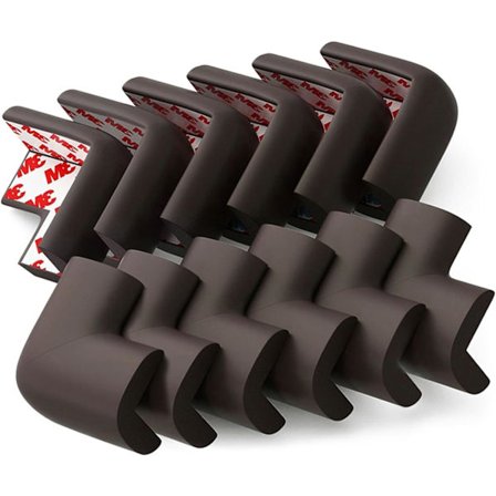 Bløde hjørnebeskyttere, babysikkerhedshjørnebeskyttere, pakke med 12, brun, møbelhjørnebeskyttere