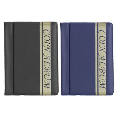 2 kpl 120 taskun kolikkoalbumi × 2, kolikkokansio, kolikkosäilytys, kirja kolikkokokoelma-albumi - tummansininen + musta