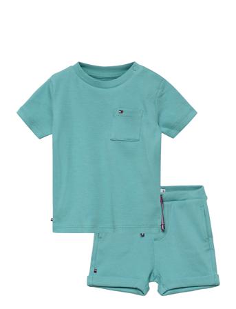 Baby Rib Short Set Sets Sets With Short-sleeved T-shirt Sininen Tommy Hilfiger