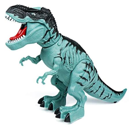 Simuloitu eläinten T-rex-lelu sähköpurkki CAN munia liikuttaa päätä tehdessään mölyääniä dinosaurusleluja blue