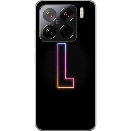 Kompatibel Mobilcover til Xiaomi Xiaomi 15 Pro Minimalistisk neonbogstav L i blødt farveskiftende lys mod sort baggrund med ren grafisk æstetik