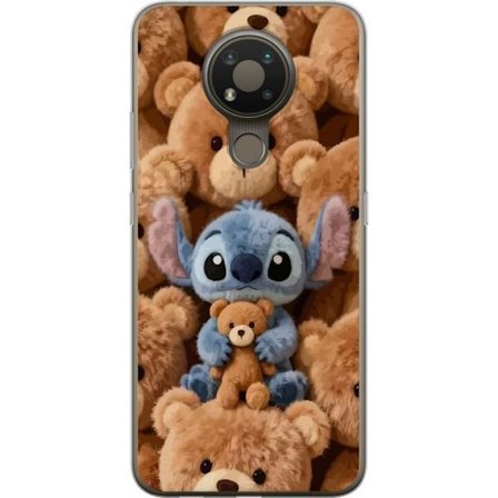 Kompatibelt Mobildeksel til Nokia 3.4 Stitch omgitt av brune teddybjørner med en liten teddybjørn i fanget i en søt og koselig kawaii-design